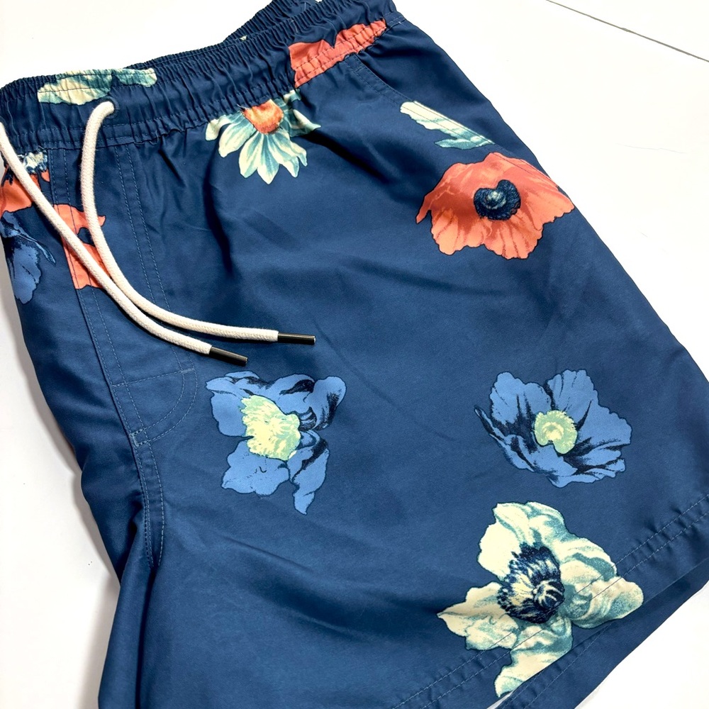 American Eagle 4.5” Blue Floral Swim Trunks Shorts Size L - Picture 12 of 12
